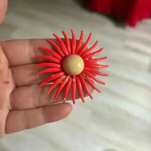 4/$100  Pink neon flower pedal 1960 vintage brooch